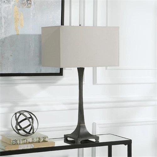 Uttermost Reydan Transitional Fabric and Cast Iron Table Lamp in Black - Picture 7 of 8