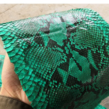 Real Snake Skin Leather Hide Genuine Print Pelts DIY Soft Handcraft Black Green