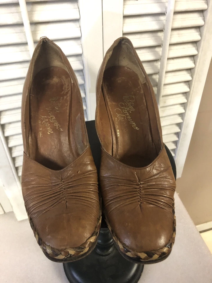 Sapatos anabela femininos Rosina Ferragamo Schiavone 1950 colecionáveis clássicos Espanha - Imagem 2 de 4