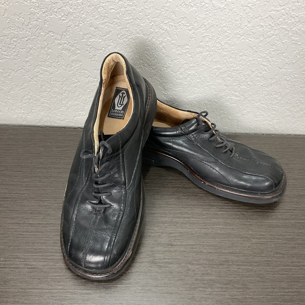 London Underground, Men\'s Black Leather Chunky Oxford Shoes Men\'s Size 8 M London Underground Chunky Goth Punk Leather Shoes, Slight  main image 2