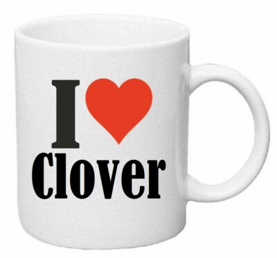 Kaffeetasse I Love Clover Keramik Höhe 9,5cm in Weiß