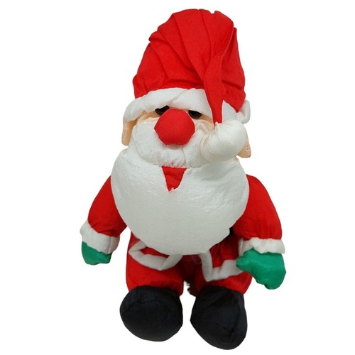 Vintage Puffy Santa Claus Christmas Plush Stuffed Toy 16 inch Nylon Squishy - Picture 8 of 8