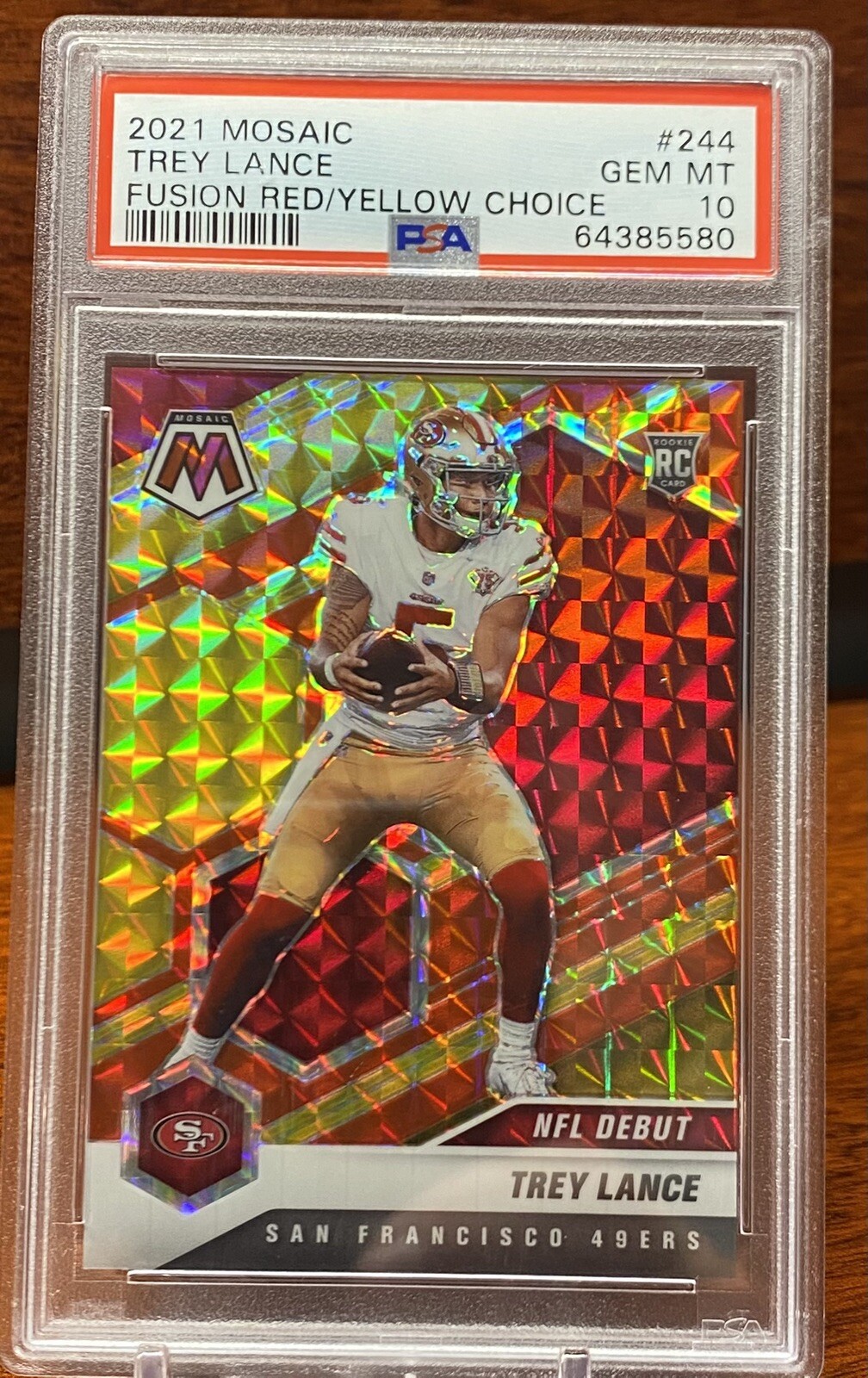 2021 Panini Mosaic Choice Fusion Red/Yellow Trey Lance 244 49’ers 59/80 PSA 10