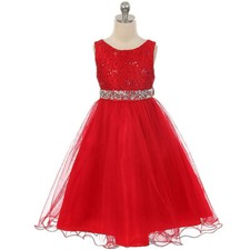 RED Size 14 Flower Girl Dress Birthday Recital Bridesmaid Prom Special Occasions