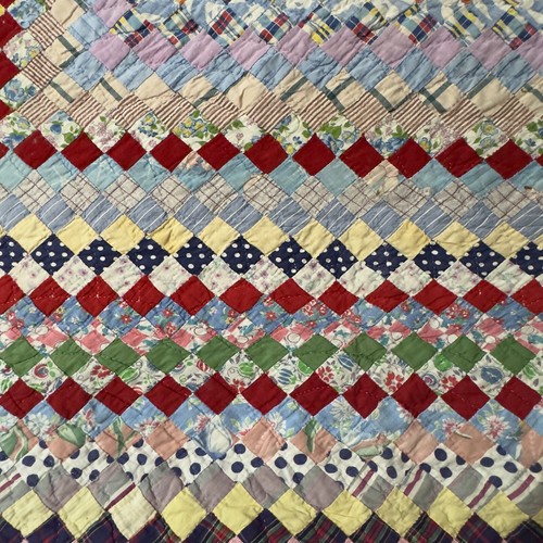 54"x78" Vintage 40's Trip Around the World Quilt 1" Small Tiny Pieces - Picture 11 of 14