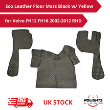 Eco Leather Floor Mats Black with Yellow for Volvo FH12/FH16 RHD 2002?2012