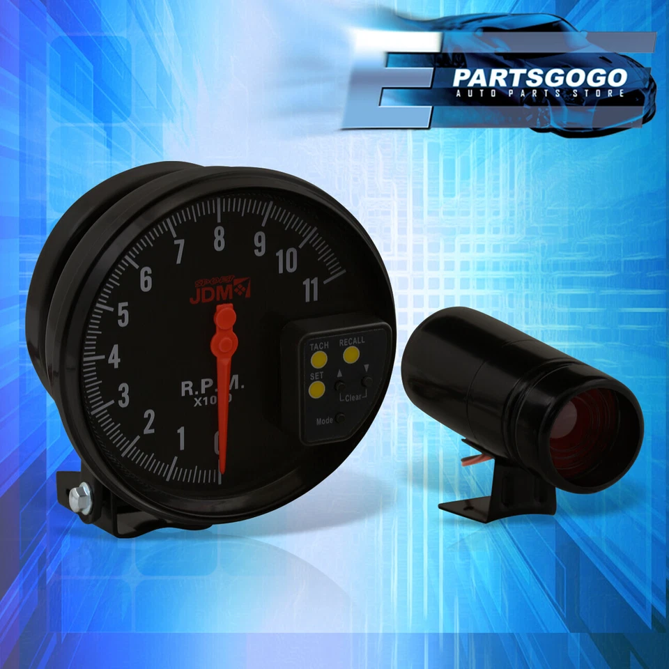 For Universal JDM 5" Black Tachometer 11K RPM Speedometer Gauge w/ Shift Light - Image 4 of 4