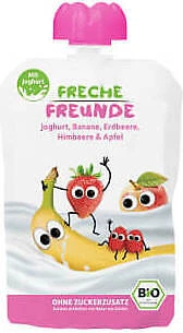 Quetschjoghurt für Kinder Banane, Erdbeere, Himbeere, Apfel 100g EKO Freche Fre - Bild 1 von 1