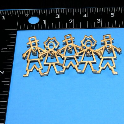 Broche/brooch AJC Big 3.25" Avec Figurines Et Cœurs Pendants - Dorée, Occasion Décorative