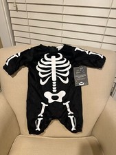 NEW Pottery Barn Kids Glow in the Dark Skeleton Halloween Costume Sz 0-6 Months