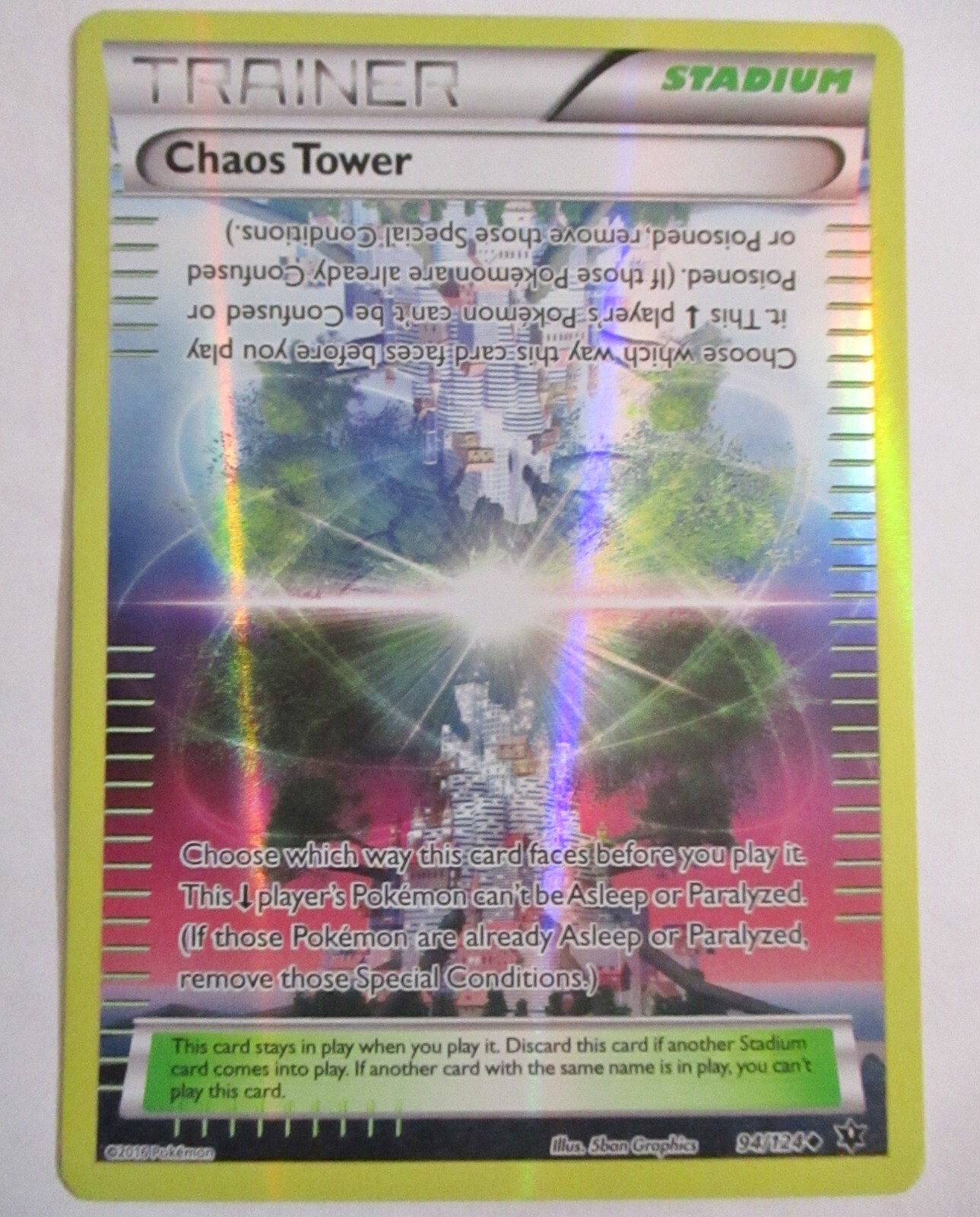 Chaos Tower 94/124 Fates Colide Trainer Reverse Holo Pokemon Card