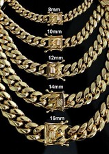 Stainless Steel Mens Necklace Cuban Curb Link Heavy Solid Chain 18k Gold Plated