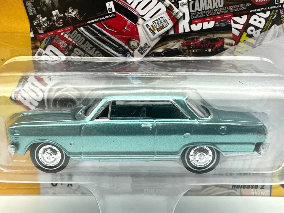 Chevy Nova SS 1965 Johnny Lightning Hot Rod Collection, turquesa, 1:64, nuevo en caja Foto 2 de 4