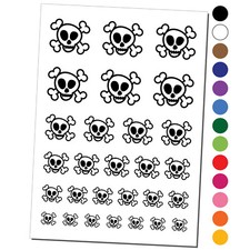 Skull and Crossbones Doodle Temporary Tattoo Water Resistant Set Collection