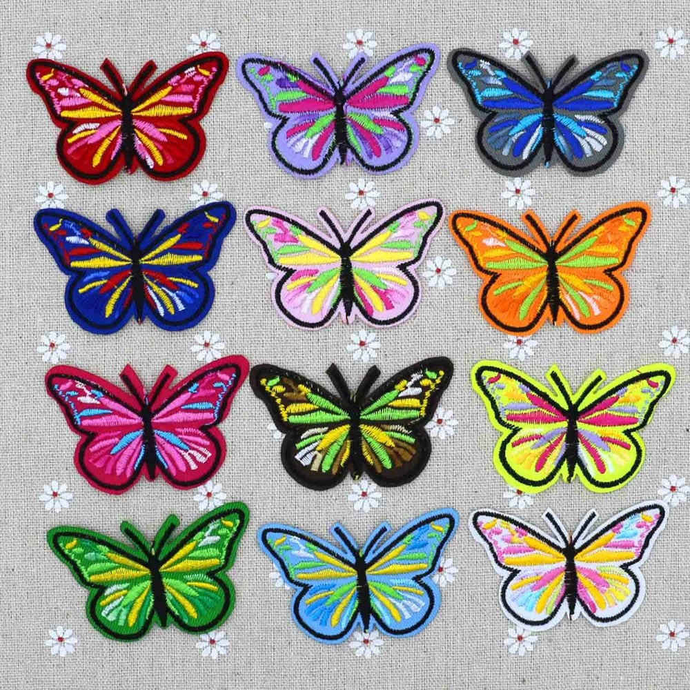 12-Pack/Set Mix Big Butterfly cute iron on patches kids lot Embroidered Applique