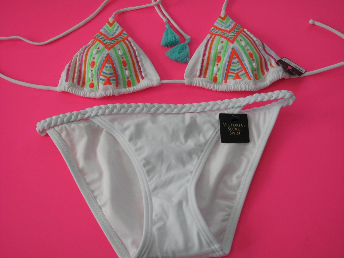 Maillot De Bain Victoria's Secret à Paillettes Et Perles - Haut Triangle Et Bas Bandeau, Neuf Avec étiquettes