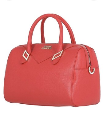 Versace Collection RARE Red Pebbled Leather Top Handle & Shoulder Strap Satchel