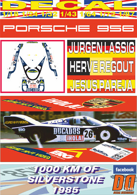 DECAL PORSCHE 956 LASSIG/REGOUT/PAREJA SILVERSTONE 1985 7th (01)