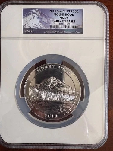 2010 MOUNT HOOD  5 OZ SILVER QUARTER NGC MS69 Early Release