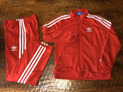 adidas firebird red tracksuit