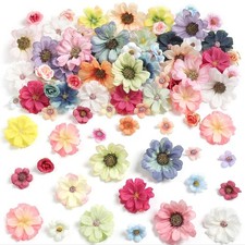 90 Pcs Mini Artificial Silk Flower Heads - Multicolor Peony, Daisy, Rose Flor...