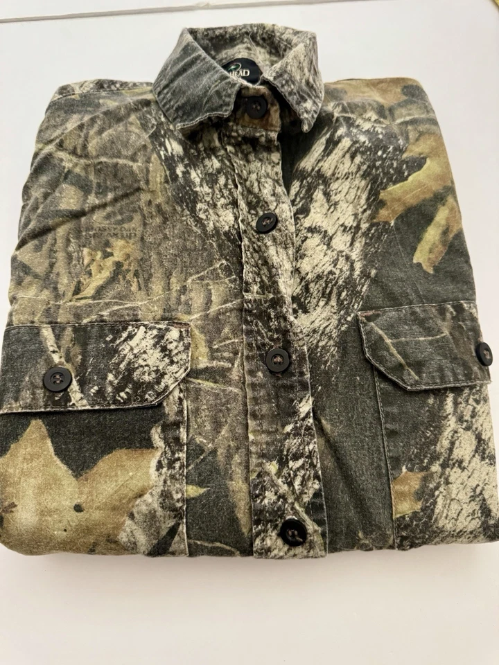Red Head Camo Shirt Mens M Mossy Oak Breakup Button Up Hunting Long Sleeve Preow - Image 3 of 4