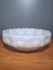 Anchor Hocking Vintage White Milk Glass Pedestal Fruit Grape Bowl Fire King 10"