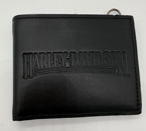 Harley-Davidson Black Bifold Wallet w/ Logo, Credit Card Slots. No chain.
