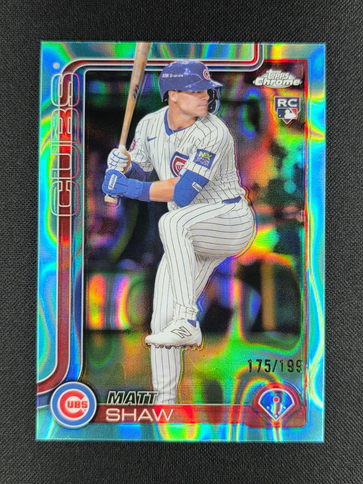 Matt Shaw 2025 Topps Chrome Aqua Lava Refractor 175/199 RC ROOKIE #219 CUBS