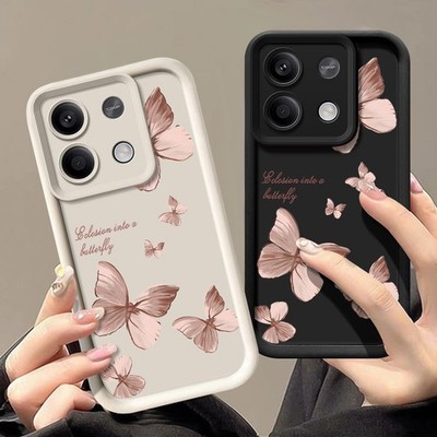 For Xiaomi Redmi Note 14 13 12 Pro 14T Poco F6 Pro Butterfly Silicone Case Cover