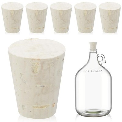 Ziliny 6 Pcs Carboy Cork Stopper, Glass Cap for 1 Gallon, Light Brown