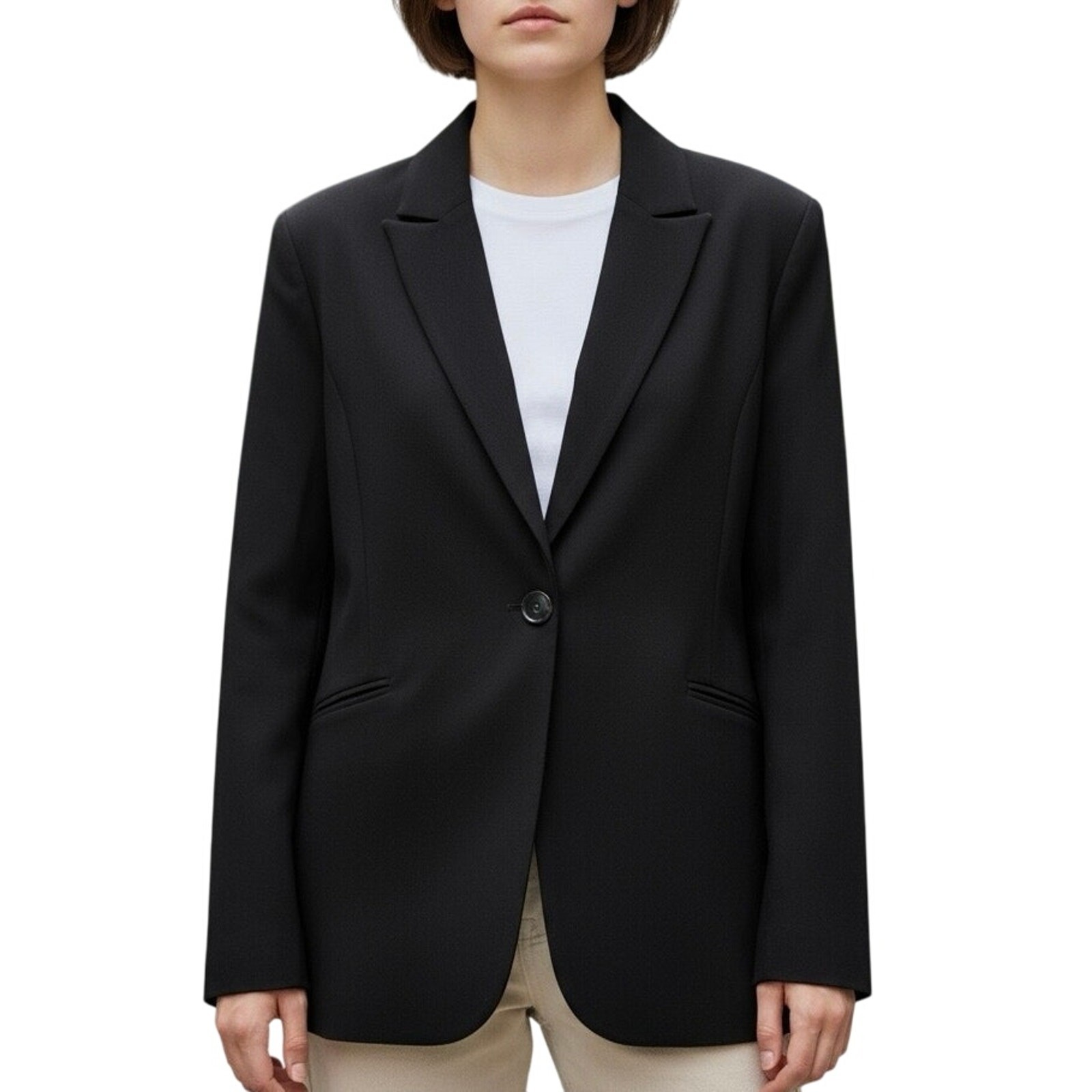 Saks fifth avenue black wool blazer single button Vintage vtg women's 8 SAKS