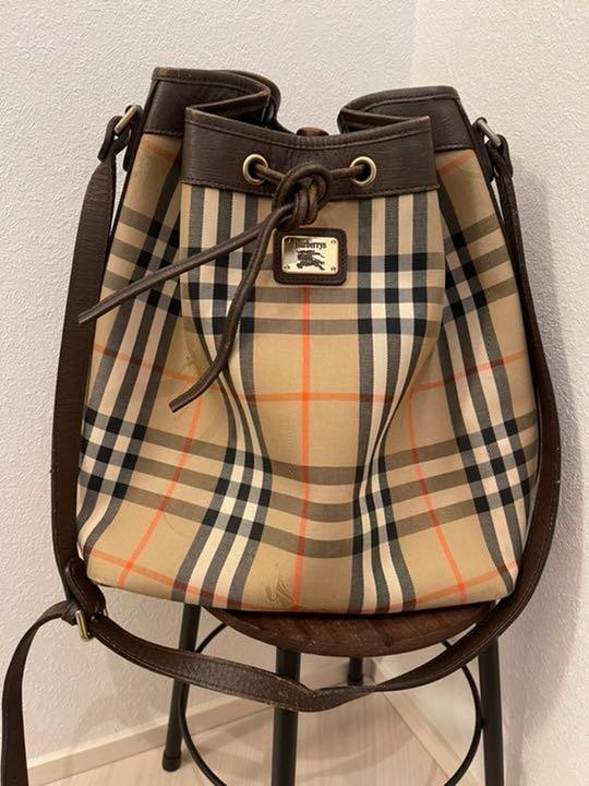 Burberry Vintage Nova Check Shoulder bag Drawstring Bucket Beige  