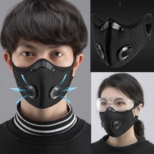 Face Mask Reusable Washable Anti Pollution PM2.5 Two Air Vent With Free Filters