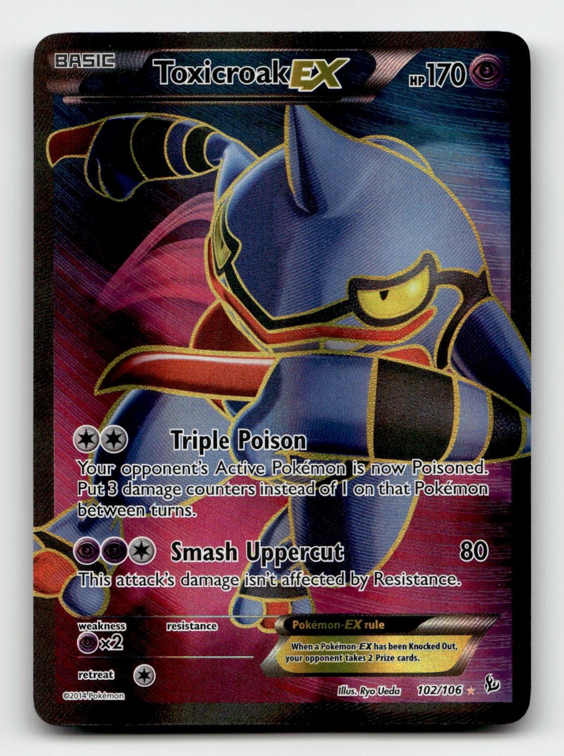 Toxicroak EX (102 Full Art) 102/106 XY - Flashfire Holofoil Pokemon
