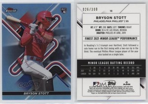 2022 Topps Finest Sky Blue Refractor /300 Bryson Stott #13 Rookie RC