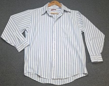 Manhattan Men's XL Blue Stripe Button Down Long Sleeve Shirt - MADE IN U.S.A