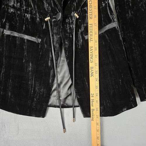 Good American Blazer Womens 1 Black Velvet Drawcord Jacket Corporate Chic Velor - Picture 6 of 7