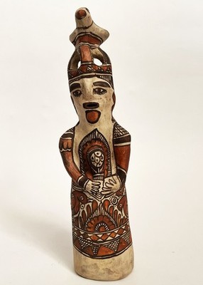MEXICO GUERRERO AMEYALTETEPEC OAPAN 12'' CERAMIC CLAY FIGURE REINA QUEEN REY KING