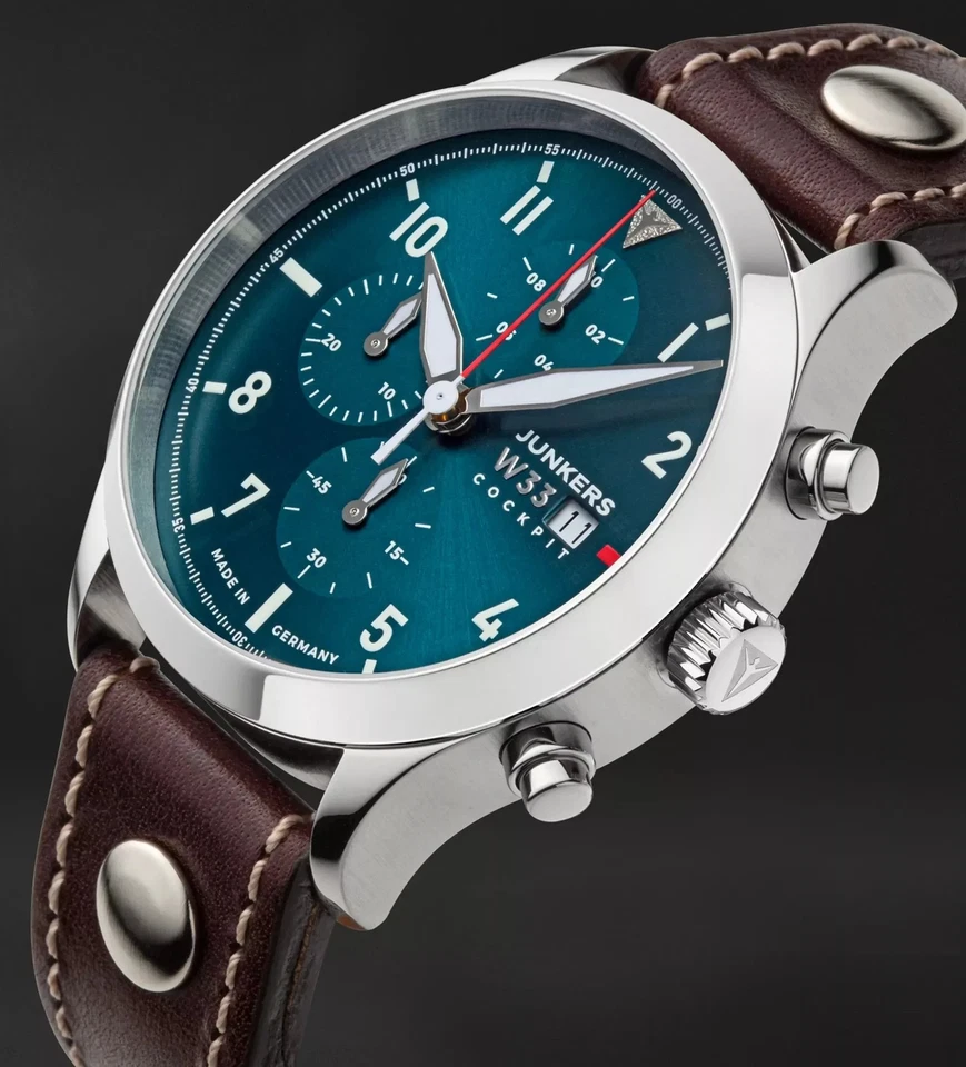 Reloj Pulsera Junkers Cabina W33 9.14.03.12 Cronógrafo Cristal Zafiro Fecha Foto 2 de 4
