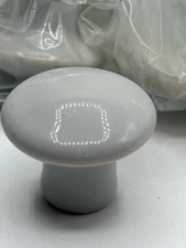 53 Vtg Porcelain Drawer Pull Cabinet Knobs Round Knobs With Screws NOS Grayish