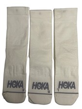 Hoka Athletic Socks Crew Length White Small Moisture Wicking 3 Pair NEW