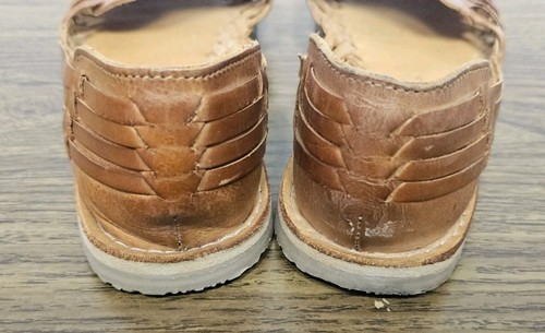 Sbicca Women's Size 9 Brown Leather Slip On Woven Flat Sandals Shoes Pre-owned - Picture 2 of 5