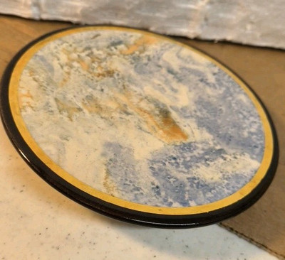 JAM FACTORY AUSTRALIA VINTAGE 5in. MARBLE PLATE / STAND STUDIO POTTERY MARBLE
