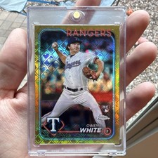Topps Chrome Logofractor Owen White Gold Refractor Rookie /50 #211 Rangers 2024