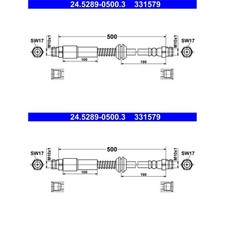 2X ATE BREMSSCHLÄUCHE HINTEN PASSEND FÜR VW CADDY LINKS+RECHTS