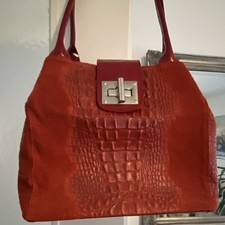 Vera Pelle Damen Schultertasche rot Leder Kro...