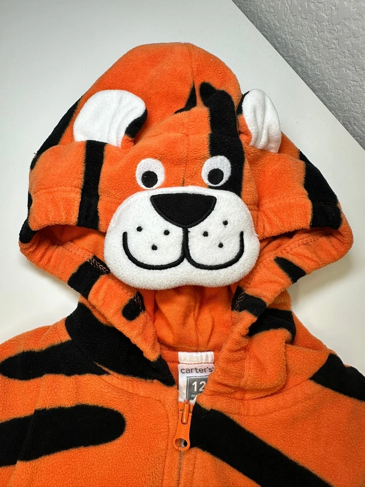 CARTER'S Tigre Halloween Disfraz 12M Bebé Niños Niñas Con Capucha Vellón Tigger Tony Foto 3 de 4
