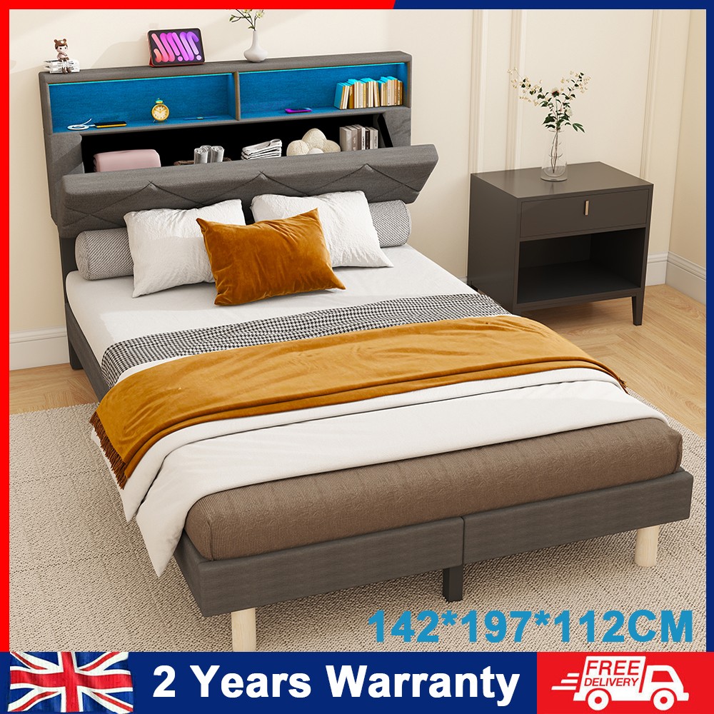 Yaheetech 4ft6 Double Bed Frame Upholstered Platform Bed with Adjustable Diamond Button-Tufted Headboard and 2 Drawers Storage/Sturdy Wood Slat Support/No Box Spring Needed,Black Double Bed 23 4FT6 DOUBLE BED FRAME WITH DIMMABLE RGB LIGHT UPHOLSTERED STORAGE HEADBOARD Glsq