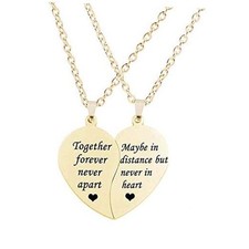 BFF Necklace for 2-Valentines Heart Matching Necklace Gold Together forever